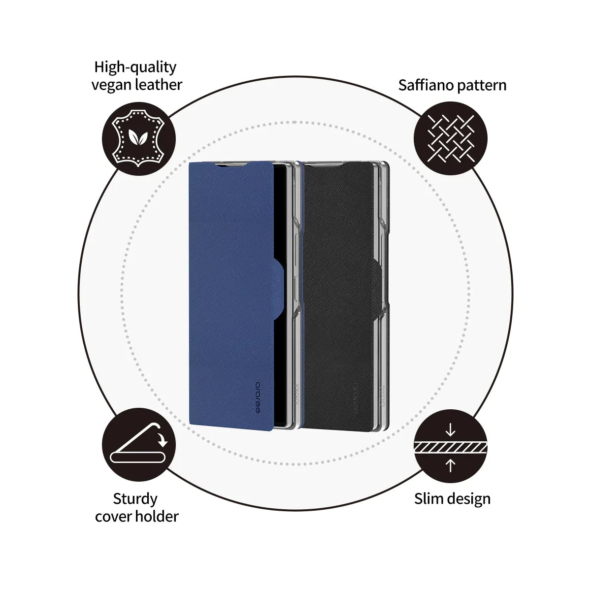 Araree Samsung Z Fold 6 Bonnet Diary Case - Blue - Tashqila Araree Samsung Z Fold 6 Bonnet Diary Case - Blue - Tashqila
